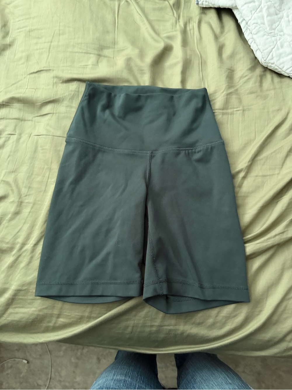 High-Waist Women's Bike Shorts in Dark Green